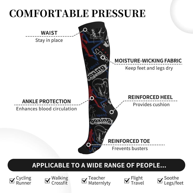 bassyil Compression Socks for Women & Men Circulation 15-20 mmHg Knee High Best Support for Nurses Travel Running Athletic - Image 2